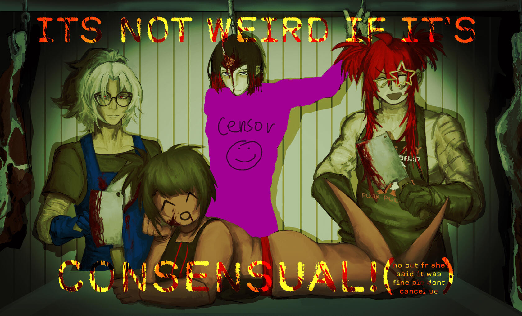 full render scene with 4 characters (3 half body 1 full body) and bg: $170-ish (characters belongs to countrypirate, frontfeuer, and burnttoast7567 both on discord.) click image for full quality and uncensored version